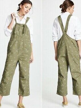 The Great. Khaki and floral overalls Sz. Small